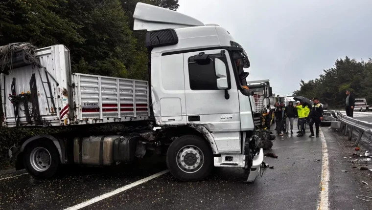 Akçakoca'da tır kazası: sürücü yara almadı, ulaşım kısa süre aksadı