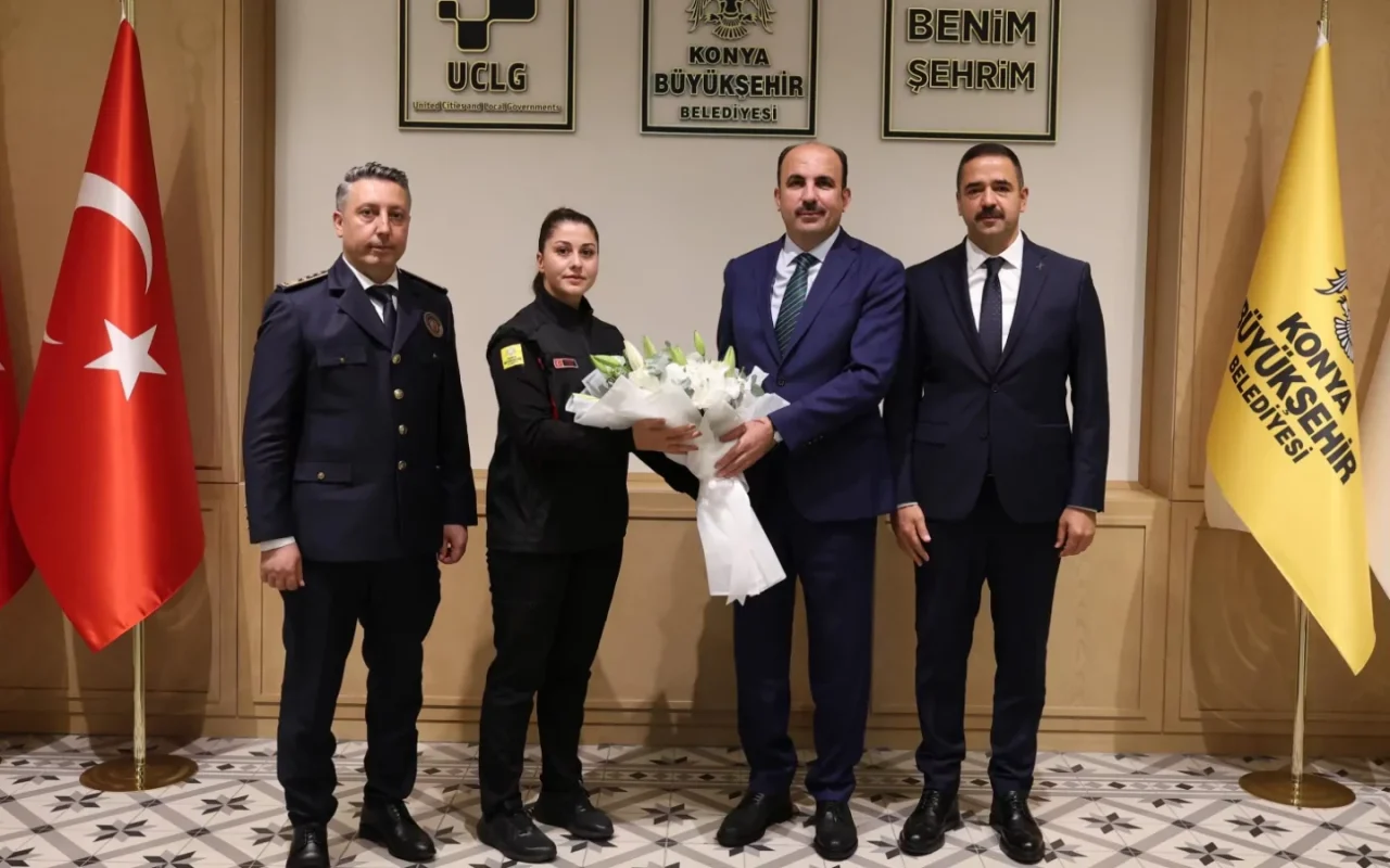 Konya İtfaiyesi Başkan Altay'ı İtfaiye Haftası'nda ziyaret etti