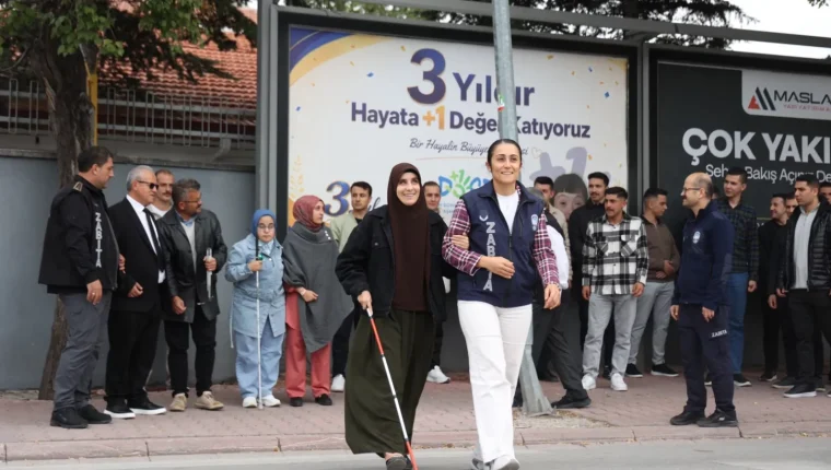 Konya zabıtası görme engellilere yönelik farkındalık eğitimi